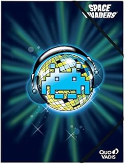 Chemise à élastique Quo Vadis Space Invaders - Plastifiée 24x32cm pour documents scolaires