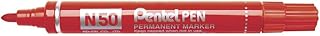 Marqueur permanent Pentel N50 - Pointe ogive 4,3 mm Rouge pour écriture durable