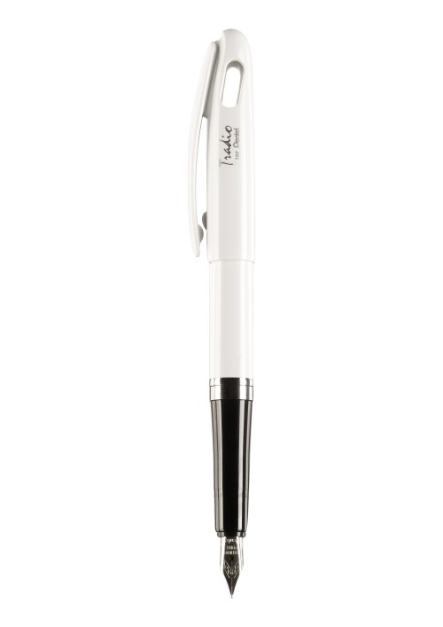 Stylo Plume Rechargeable Maped Tradio - Corps Métal Blanc Vernis, Pointe Iridique, Personnalisable pour Écriture