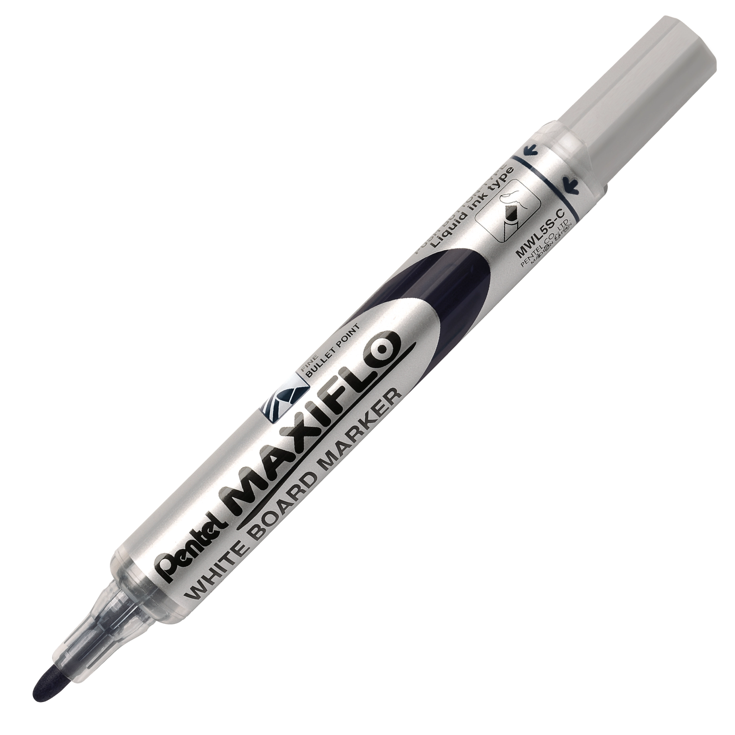 Marqueur Pentel MAXIFLO MWL5S - Noir pour tableau blanc, écriture fluide et effaçable