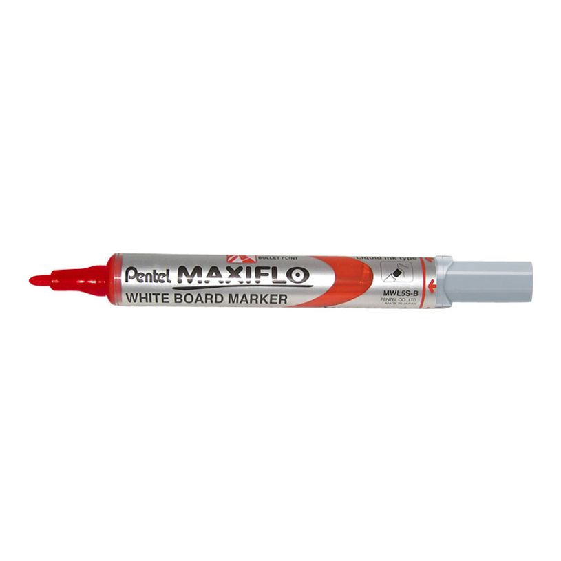 Marqueur pour tableau blanc Pentel MAXIFLO MWL5S - pointe fine, encre rouge, pour bureau et école