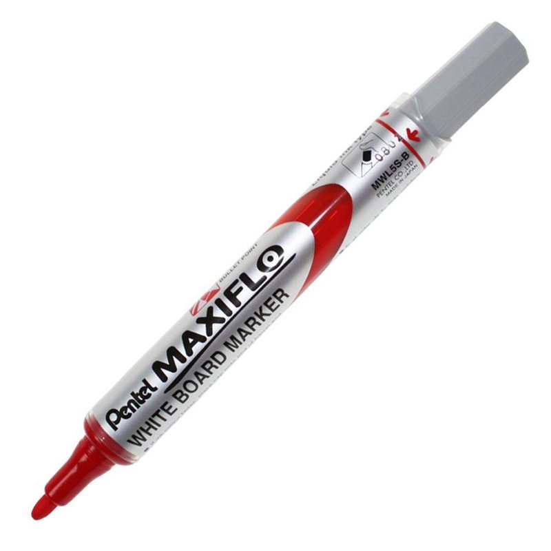 Marqueur pour tableau blanc Pentel MAXIFLO MWL5S - pointe fine, encre rouge, pour bureau et école