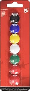 Aimants ronds 5 Star Pergamy - 20 mm, boîte de 7, coloris assortis pour tableau blanc