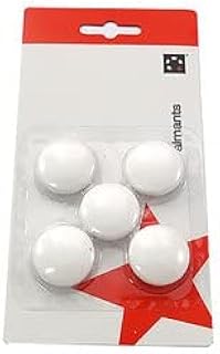 Aimants Ronds 5 ETOILES - Lot de 5 Aimants 27 mm Blancs pour Tableaux Magnétiques et Réfrigérateurs