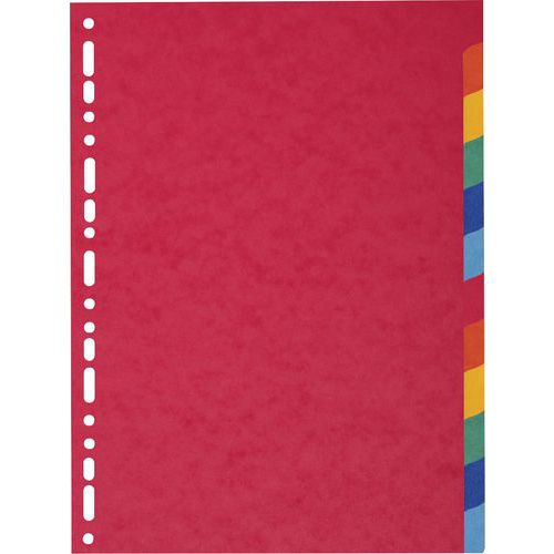 Exacompta Jeu de 12 intercalaires A4 - Carte lustrée, Couleurs assorties