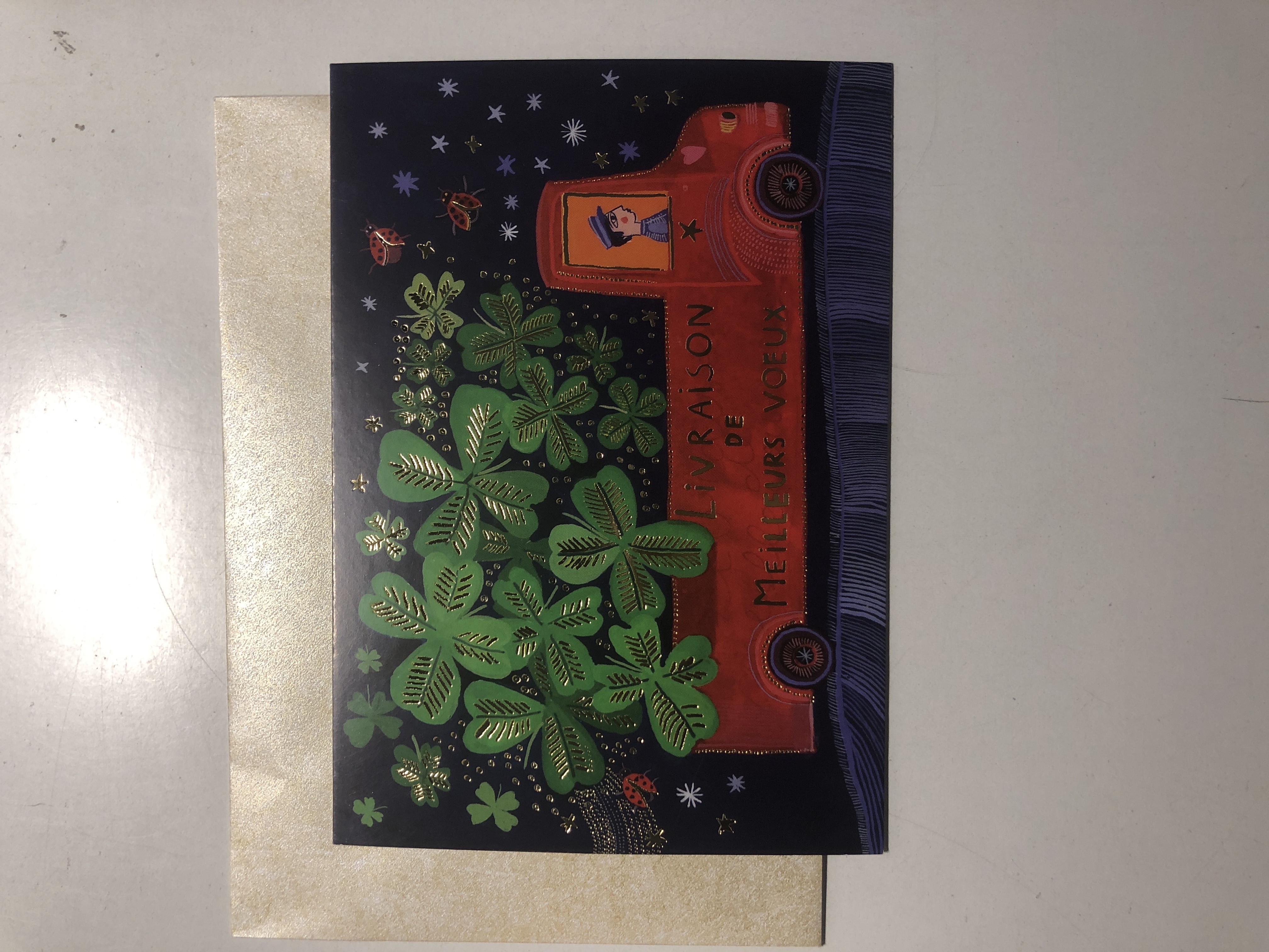 Carte postale CARTES D'ART "Meilleurs voeux" - Format standard - Pour vœux et correspondance avec son enveloppe nacré