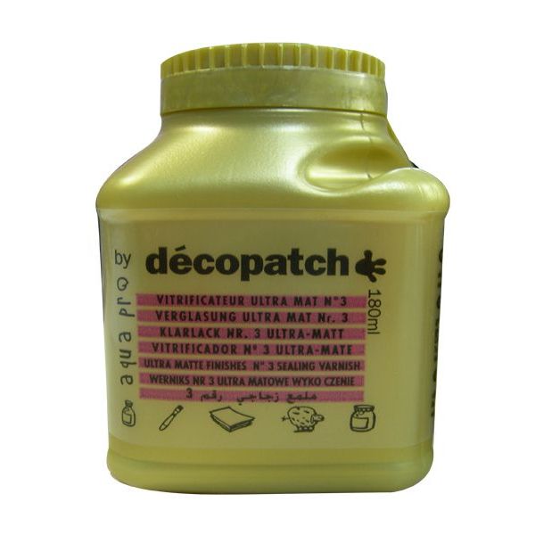 Vernis vitrificateur Décopatch 180 ml - ultra mat  N°3 pour protection et finition papier, tissu et surfaces décoratives