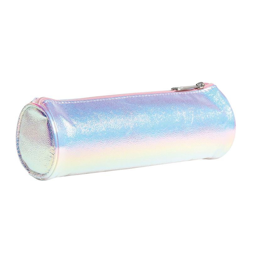 Fourre-tout rond Exacompta Ariel 99489E - 22,5 x 7 cm PVC irisé écailles holographiques pour école