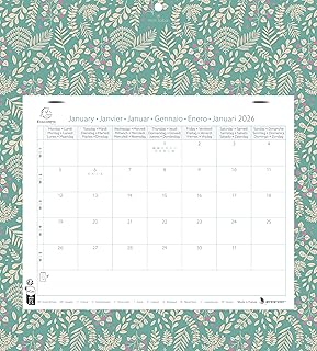 Calendrier mensuel Exacompta EasyCal Mini Labo 33318E - Feuillets détachables 24x18 cm, agrafé sur plaque cartonnée 27,5x30,5 cm, 2026