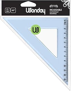 Équerre Plastique Incassable WONDAY 45° 21 cm - Pour Mesures Précises et Tracés Géométriques