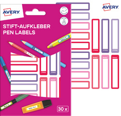 Étiquette pour stylo Avery 10 x 50 mm en papier avec cadre rose pour organisation bureau et école