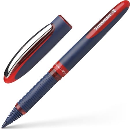 Roller Schneider One Business - Pointe 0,6 mm - Encre rouge pour écriture et dessin précis au bureau et à l'école