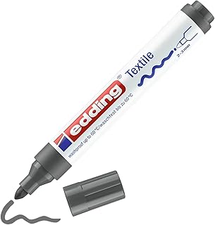 edding 4500 Marqueur pour textiles - gris - 1 stylo - pointe ronde de 2-3 mm - feutre textile lavable en machine (60 °C) pour décorer le tissu - marqueur textile