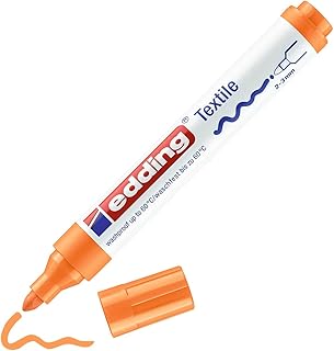 Marqueur pour textiles edding 4500 - Orange fluorescent 1 stylo pointe ronde 2-3 mm lavable en machine pour décorer tissu