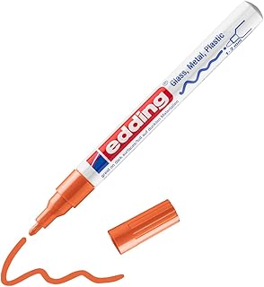edding 751 Marqueur peinture brillante - orange - 1 feutre peinture brillante - pointe ronde 1-2mm - pour dessin, coloriage, scrapbooking - étanche, très opaque