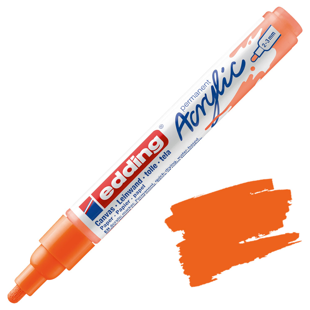 edding 751 Marqueur peinture brillante - orange - 1 feutre peinture brillante - pointe ronde 1-2mm - pour dessin, coloriage, scrapbooking - étanche, très opaque