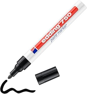 Marqueur Peinture Edding 750 Noir - Pointe Ogive 2-4mm Encre Permanente pour Art et Bricolage