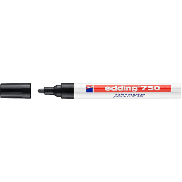 Marqueur Peinture Edding 750 Noir - Pointe Ogive 2-4mm Encre Permanente pour Art et Bricolage