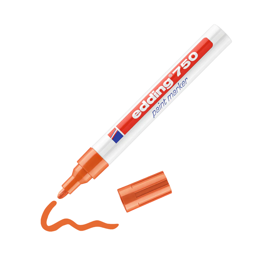 Marqueur Peinture Edding 750 - Orange Indélébile Résistant à la Chaleur pour Métal Verre Plastique