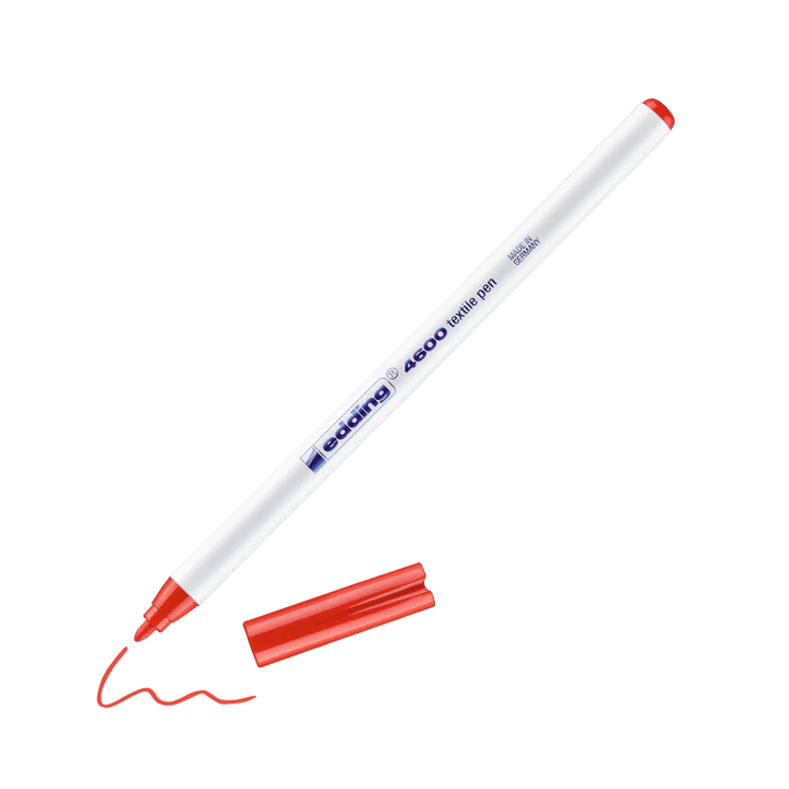 Marqueur textile Edding 4600 - Rouge  002, encre à base d'eau, pour tissus légers