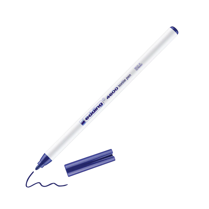 Marqueur textile Edding 4600 - Bleu nuit 003, encre à base d'eau, largeur de trait 1 mm pour tissus légers