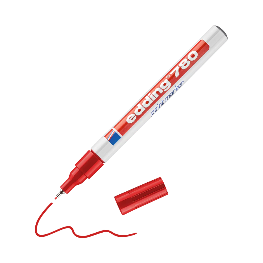 Marqueur peinture edding 780 - Rouge - Pointe ronde 0,8 mm - Pour métal, verre, plastique, résistant à la chaleur