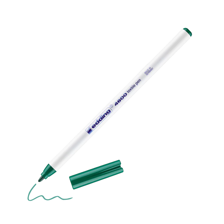 Marqueur textile Edding 4600 - Vert foncé 004, encre à base d'eau, largeur de trait 1 mm pour tissus légers