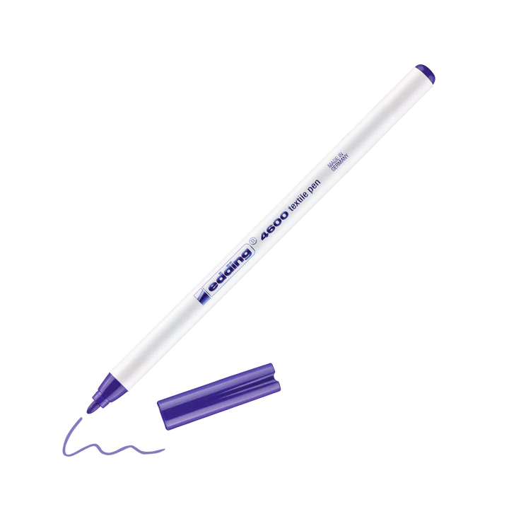 Marqueur textile Edding 4600 - Violet 008, encre à base d'eau, largeur de trait 1 mm pour tissus légers