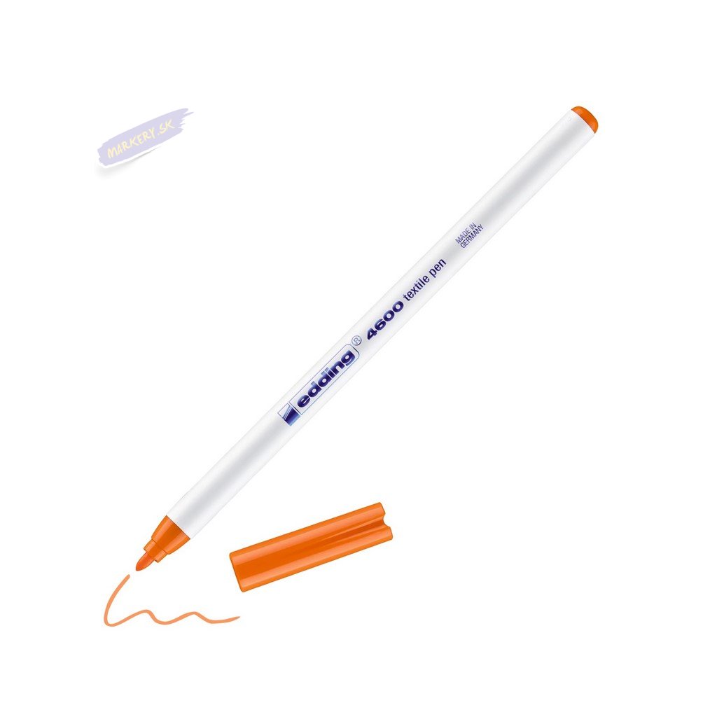 Marqueur textile Edding 4600 - Orange 006, encre à base d'eau, pour tissus légers, largeur de trait 1 mm