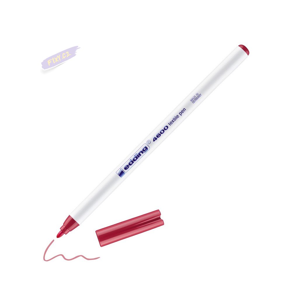 Marqueur textile Edding 4600 - Rouge carmin 019, encre à base d'eau, pour tissus légers