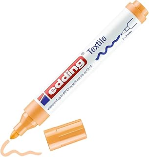 Marqueur pour textiles edding 4500 - Orange clair - Pointe ronde 2-3 mm - Feutre textile lavable machine 60°C pour décorer tissu
