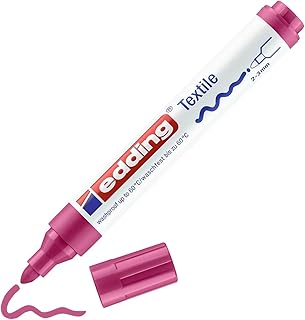 Marqueur pour textiles edding 4500 - Carmin - Pointe ronde 2-3 mm - Feutre lavable 60°C - Pour tissus clairs