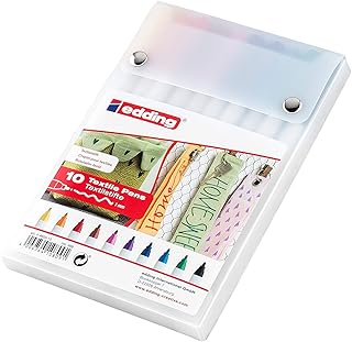 Marqueur textile edding 4600 - Pointe ogive 1 mm, 10 couleurs assorties pour tissu