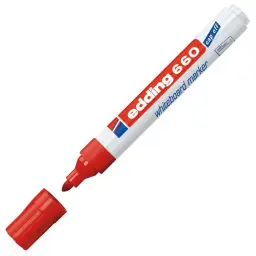 Marqueur pour tableaux blancs edding 660 - Rouge, 1 stylo, pointe ronde 1,5-3 mm, effaçable, rechargeable, pour bureau et école