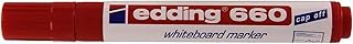 Marqueur pour tableaux blancs edding 660 - Rouge, 1 stylo, pointe ronde 1,5-3 mm, effaçable, rechargeable, pour bureau et école