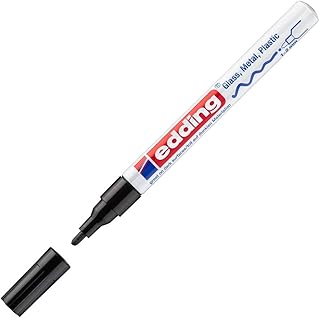 Marqueur Peinture edding 751 - Noir - Pointe Ronde 1-2 mm - Pour Métal, Verre, Plastique, Résistant Chaleur