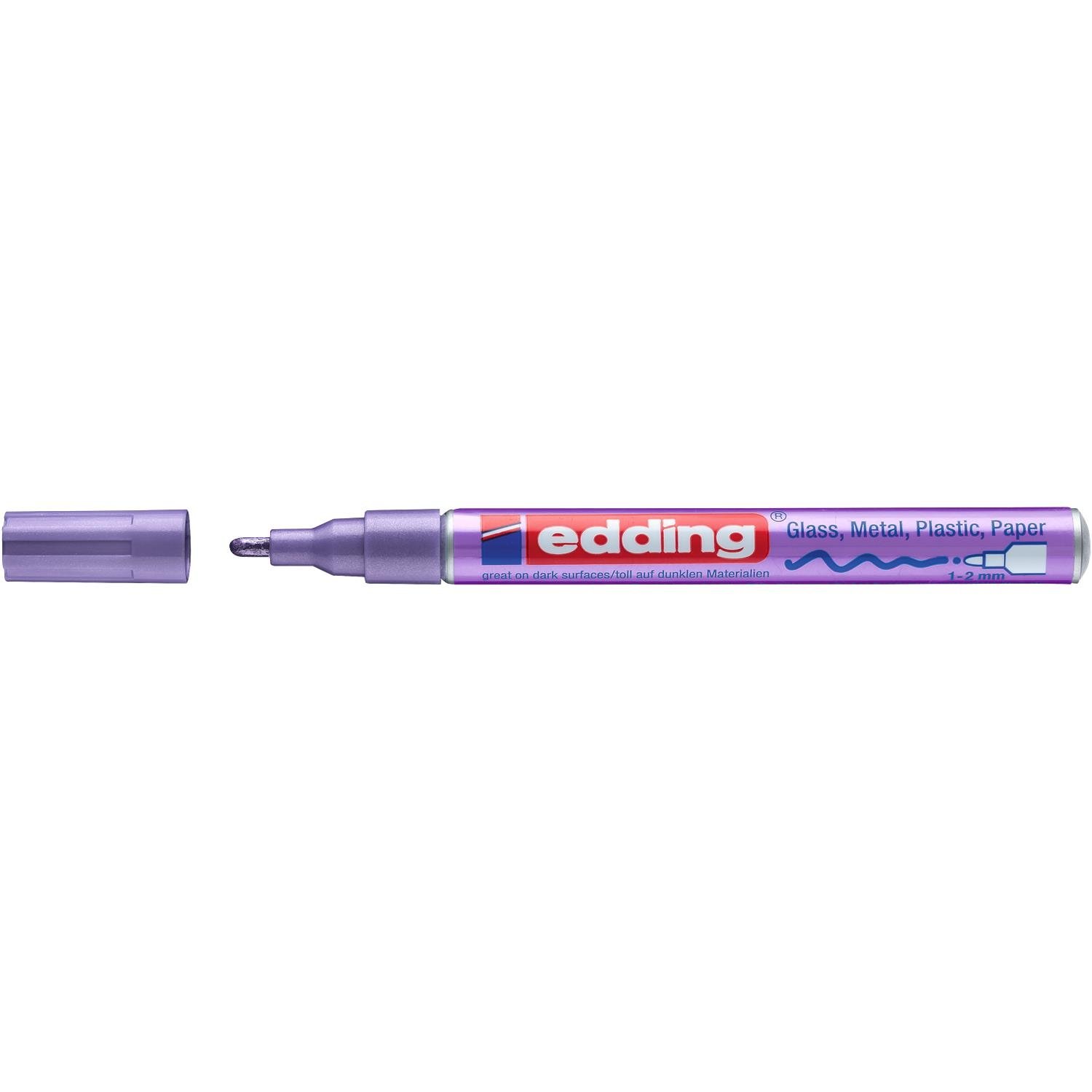Marqueur peinture brillante edding 751 - Violet métallisé - Pointe ronde 1-2mm - Pour dessin et scrapbooking