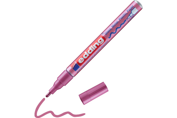 Marqueur peinture brillante edding 751 - Rose métallisé - Pointe ronde 1-2mm - Pour dessin et scrapbooking