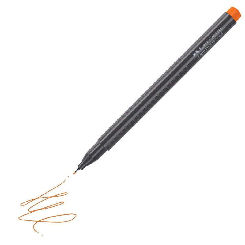 Stylo feutre Faber-Castell Finepen Grip 0.4 mm - Pointe fine orange AN 15 pour écriture précise scolaire et bureau
