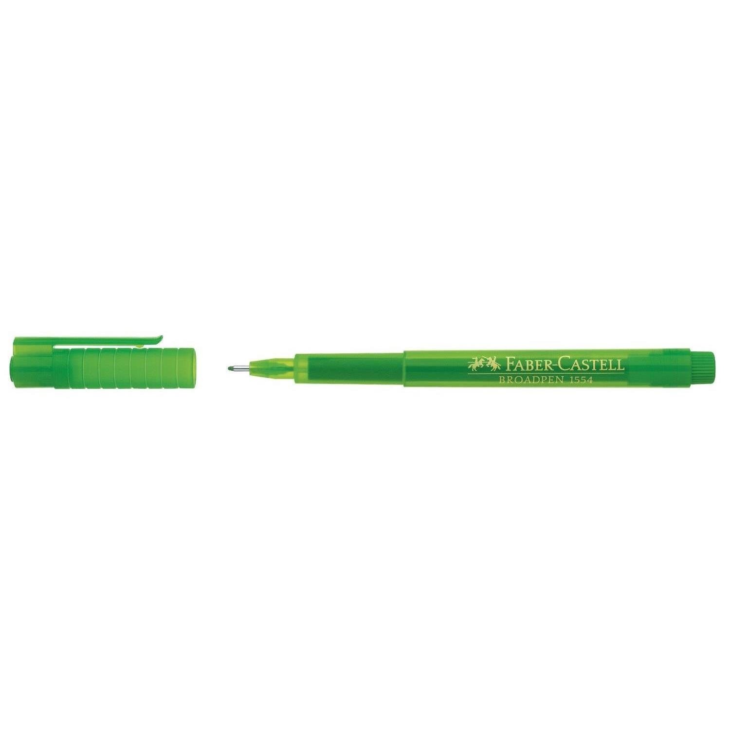 Stylo Feutre Fineliner FABER-CASTELL BROADPEN 1554 - Vert clair Pointe Fine pour Écriture et Dessin