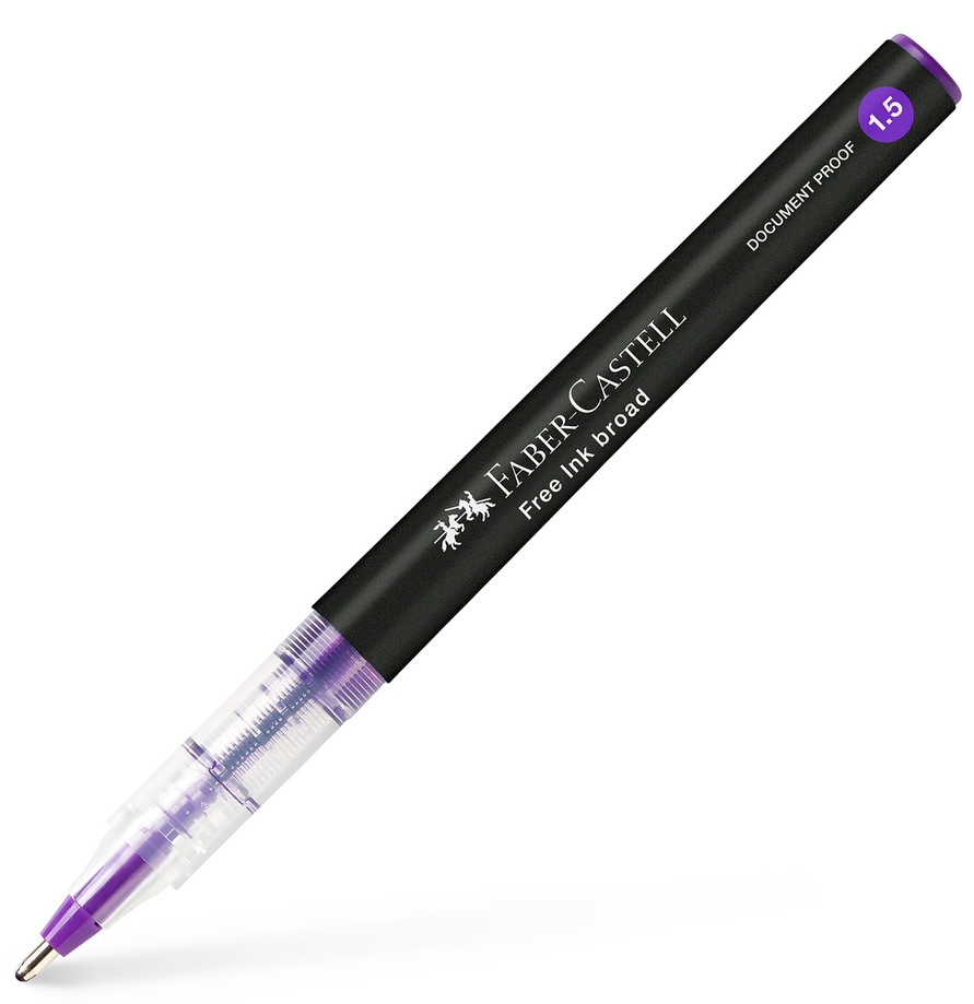 Stylo Roller Faber-Castell Free Ink Broad 1.5 mm - Encre Violet Largeur de Trait pour Écriture Créative