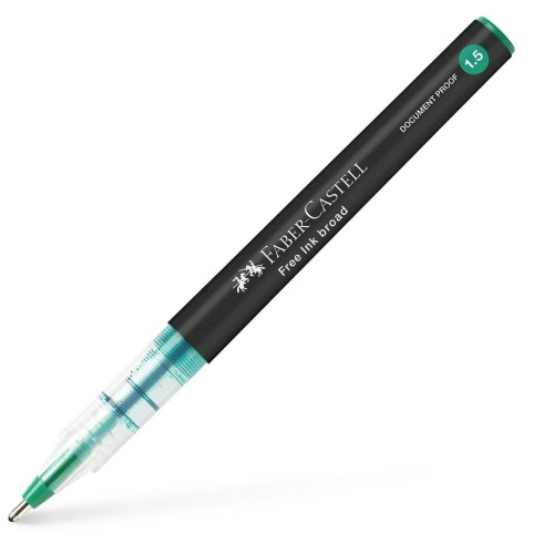 Stylo Roller Faber-Castell Free Ink Broad 1.5 mm - Encre Vert foncé Largeur de Trait pour Écriture Créative