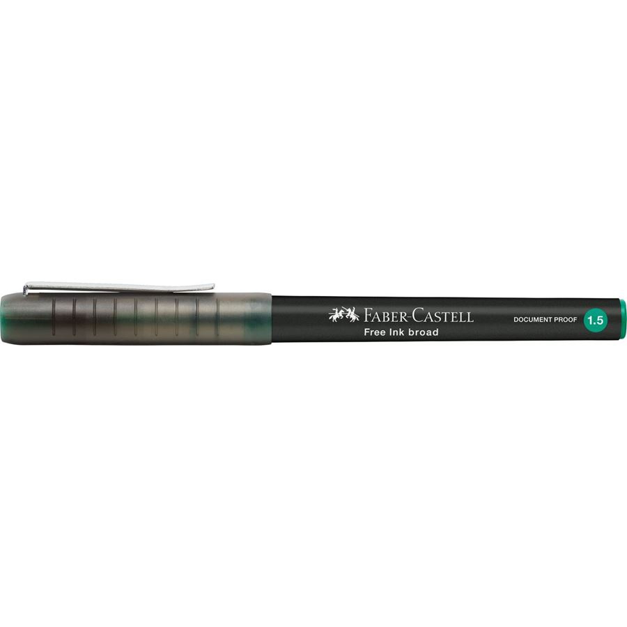 Stylo Roller Faber-Castell Free Ink Broad 1.5 mm - Encre Vert foncé Largeur de Trait pour Écriture Créative