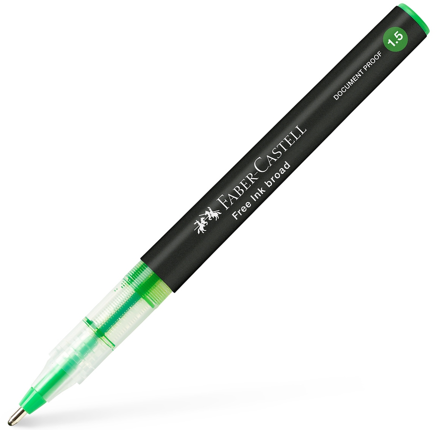 Stylo Roller Faber-Castell Free Ink Broad 1.5 mm - Encre Vert clair Largeur de Trait pour Écriture Créative