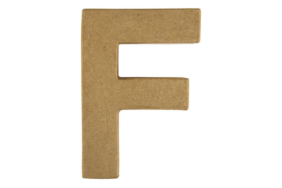 Lettre 3D papier mâché - F 15x10.5x3 cm pour décoration et loisirs créatifs