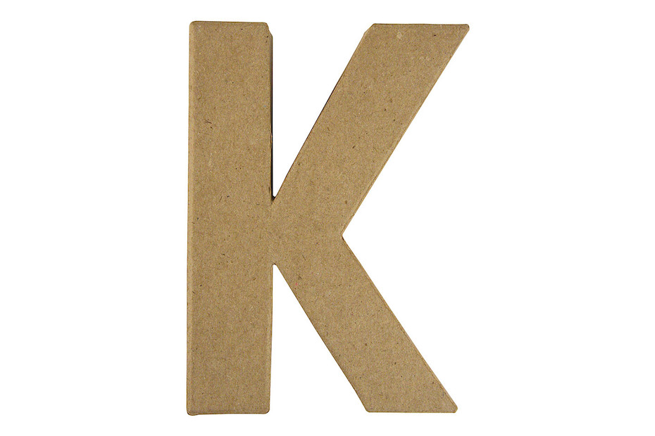 Lettre 3D papier mâché -K- 15x10.5x3 cm pour décoration et loisirs créatifs artistiques