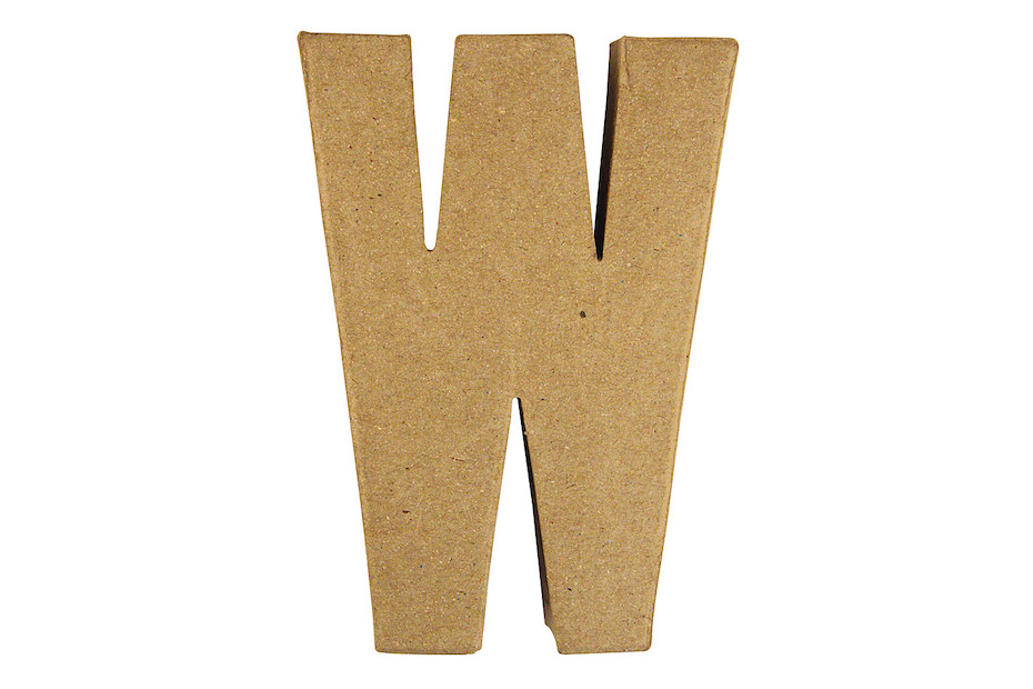 Lettre 3D papier mâché -W- 15x10.5x3 cm pour décoration et loisirs créatifs artistiques