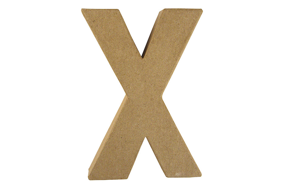 Lettre 3D papier mâché -X- 15x10.5x3 cm pour décoration et loisirs créatifs artistiques
