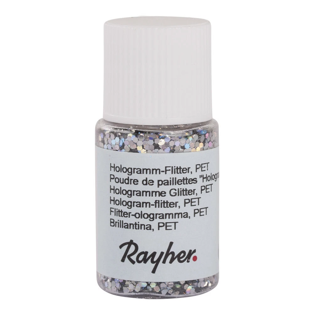 Poudre de paillettes Hologramme Argenté 2 mm 10 ml pour loisirs créatifs et décoration