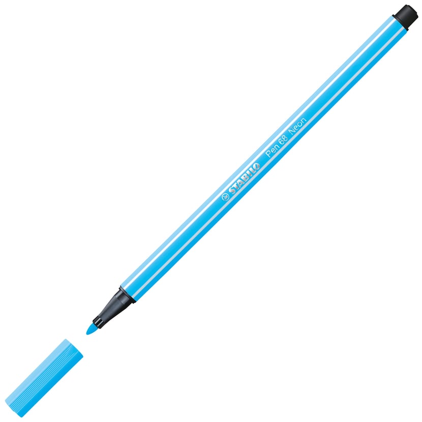 Stylo feutre STABILO Pen 68 - Bleu fluo 68/031 - Dessin et écriture créative pour école et bureau